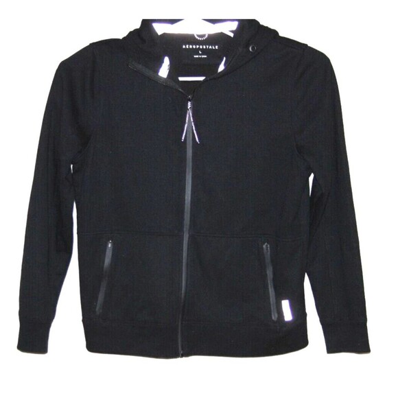 Aéropostale Other - Aeropostale A87 Men's Black Fleece Hoodie Jacket Full Zip Pockets Logo Sz Large
